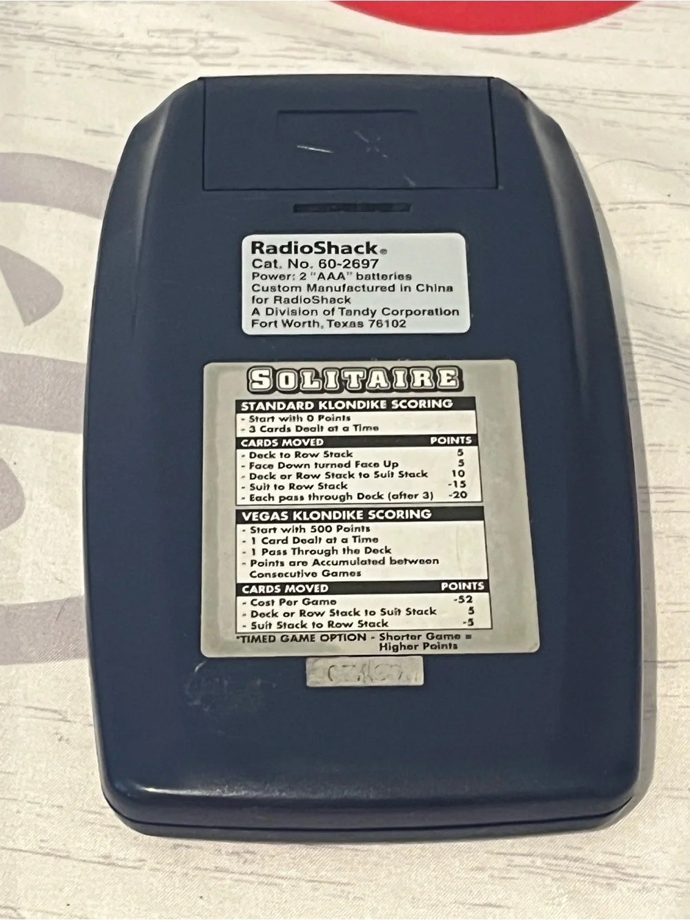 Vintage Radio Shack Solitaire Handheld Electronic Travel Game ~ Tested & Works!